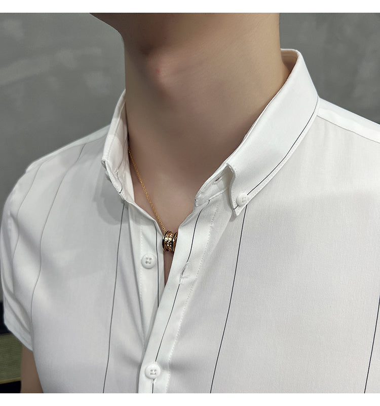 Stripe Polyester Casual Shirt