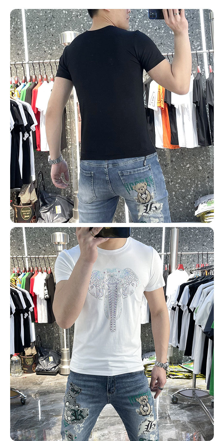 Elephant Color Rhinestones T-Shirt
