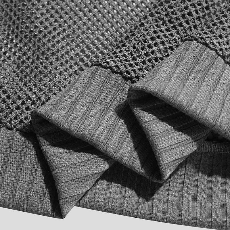 Grey Transparent Breathable O-Neck Tank Top