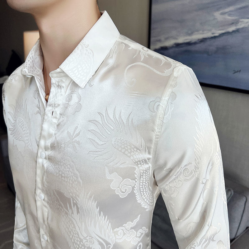 Chinese Dragon Pattern Polyester Shirt