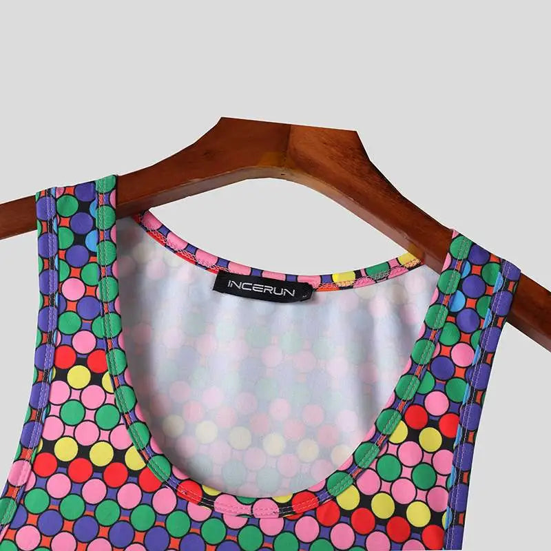 Dots Printing Colorful O-neck Bodysuit