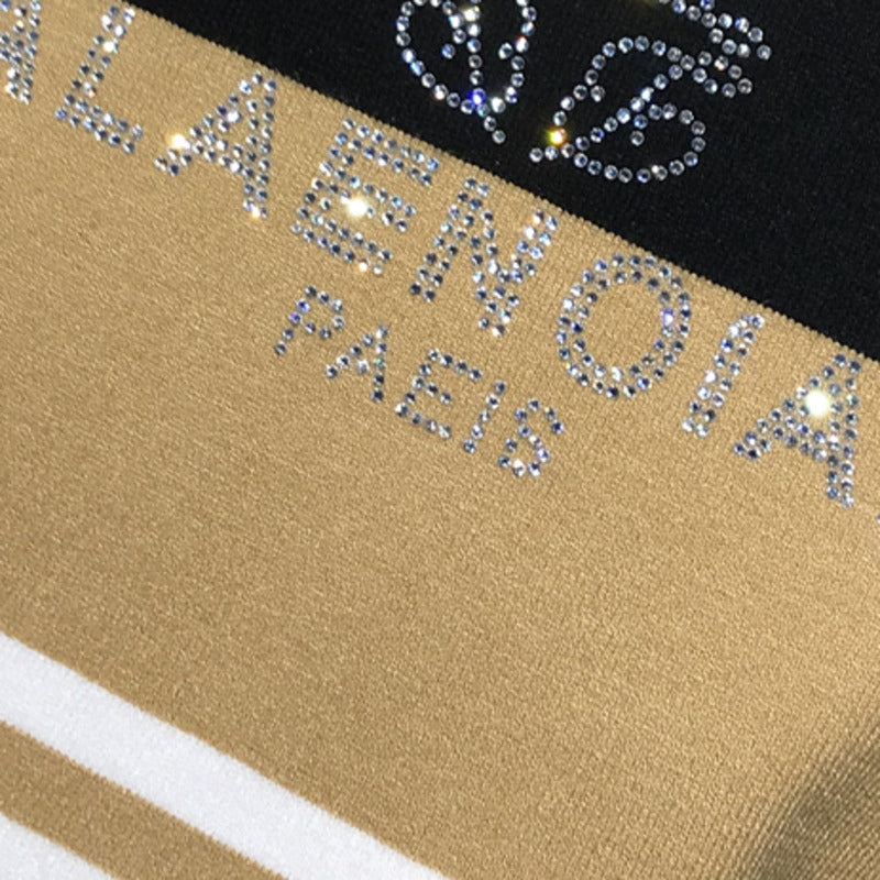 Rhinestone Striped Contrast Men T-Shirt