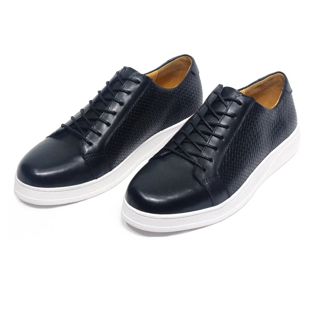 Genuine Leather Lace-Up Soft Sole Sneakers