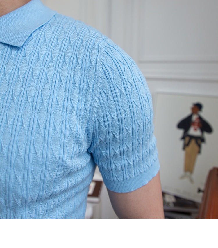 Jacquard Lapel Geometric Viscose Shirt