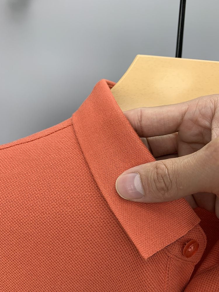 Solid 100% Cotton Letter Embroidery Polo Shirt