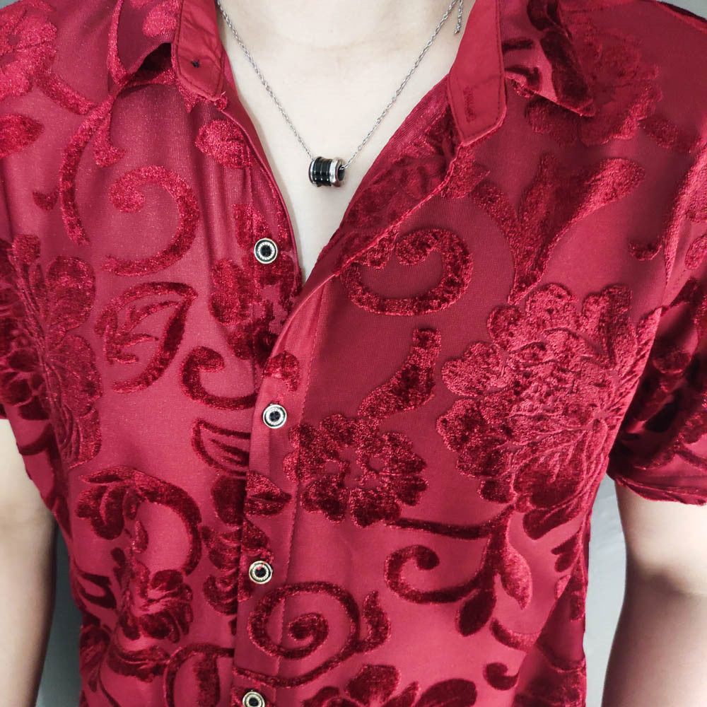 Peony Flower Pattern Velvet Shirt