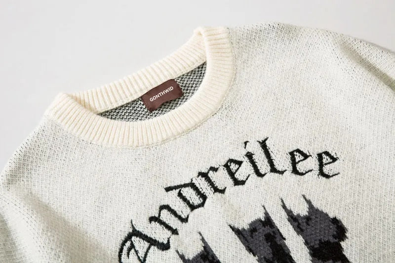 Retro Streetwear Vintage Knitted Sweater