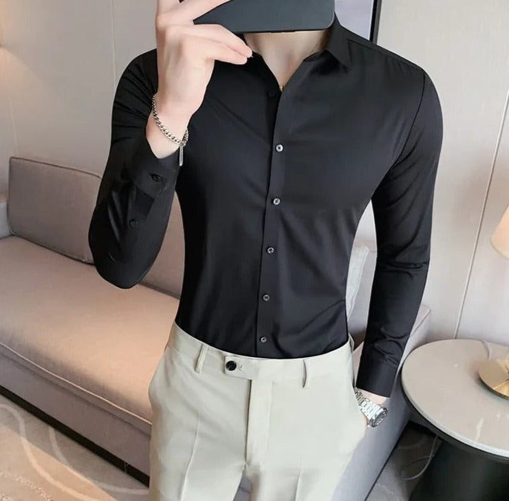 Casual Solid Elastic Seamless Shirt