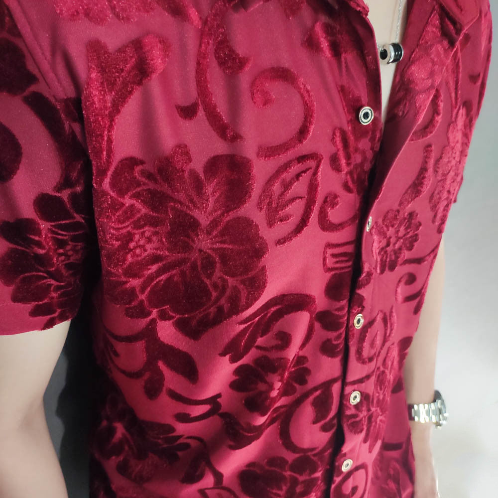 Peony Flower Pattern Velvet Shirt