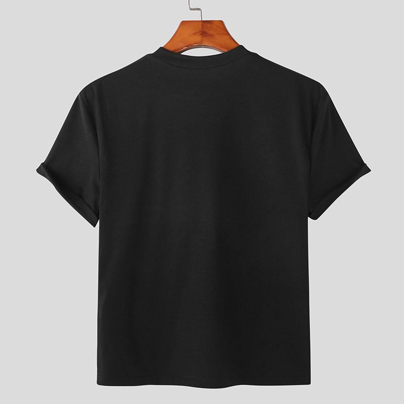 Zipper Solid Color Short Sleeve T-Shirt