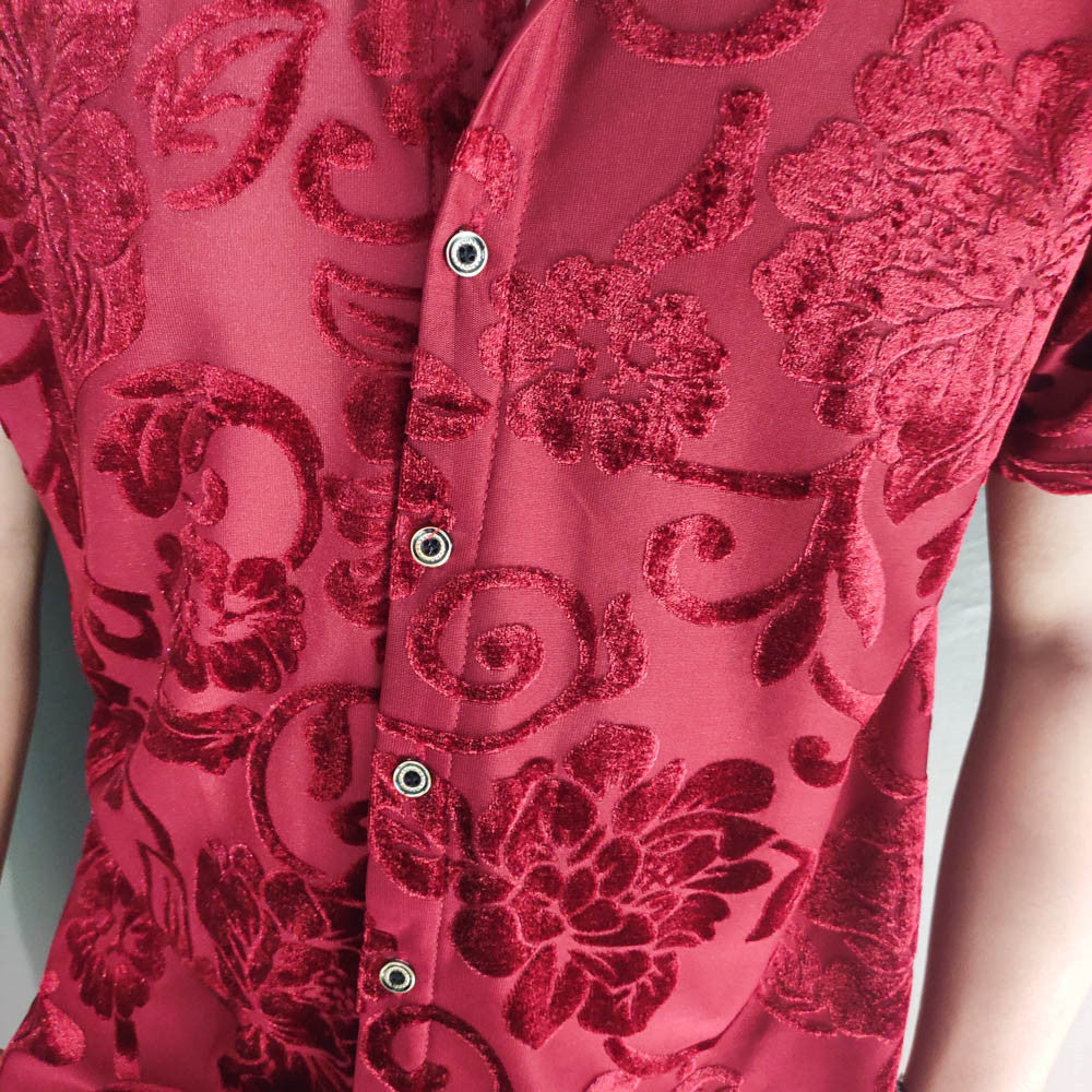 Peony Flower Pattern Velvet Shirt