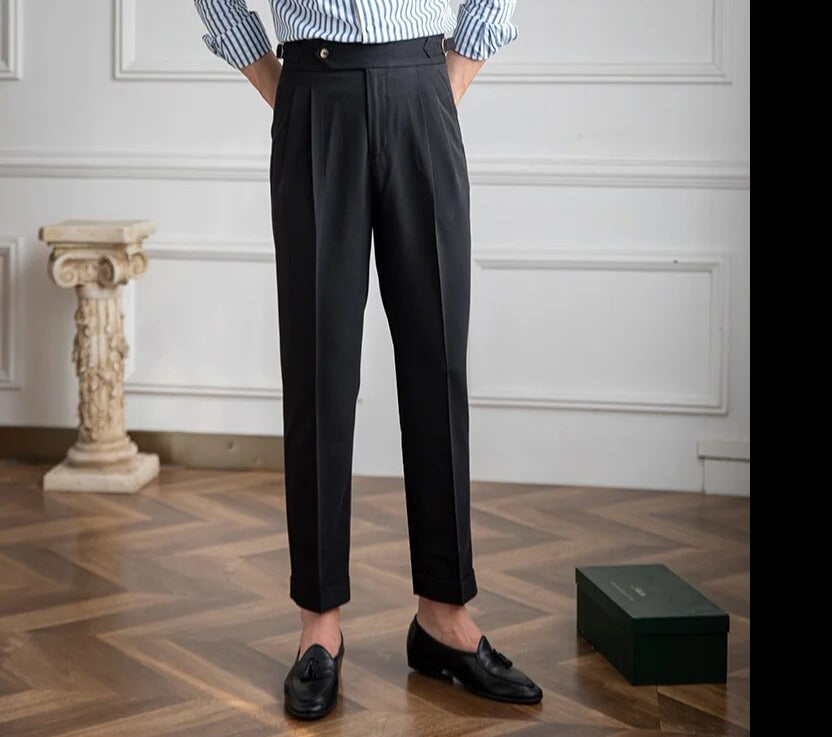 High Waist Casual Solid Color Slim Fit Trousers