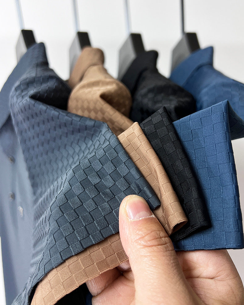 Anti-Wrinkle Checkered Letter Embroidery Polo Shirt