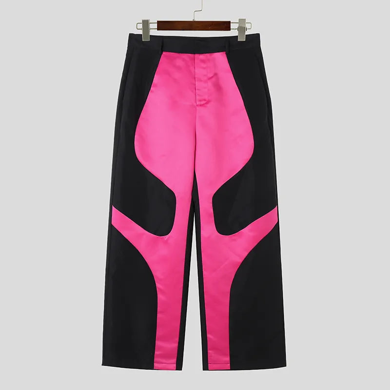 Patchwork Color Block Straight Pants