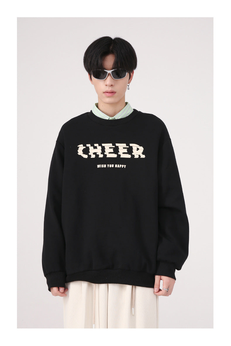 Letter Print Pattern Simple Long Sleeve Sweater