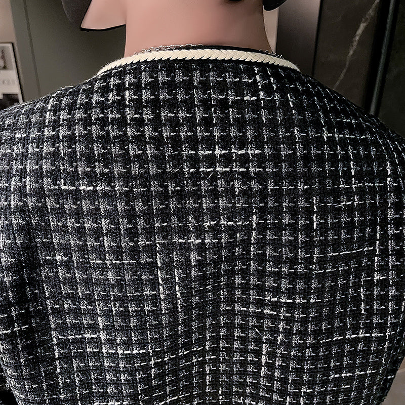 Stitching Tweed Zipper Jacket