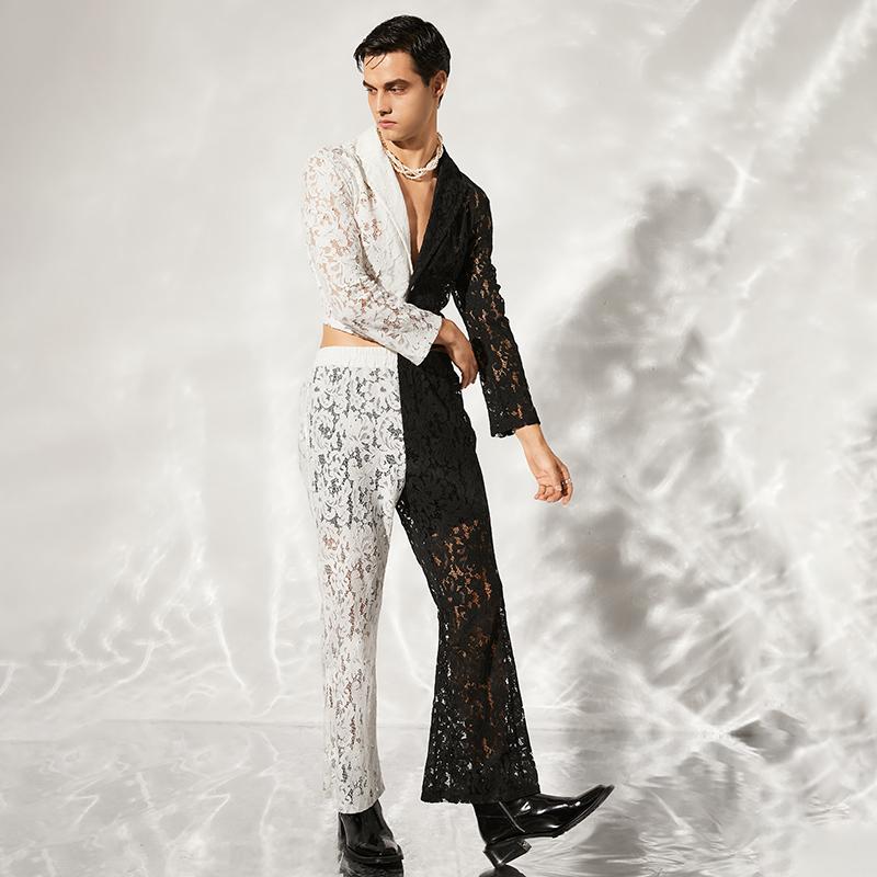 Half Lace Contras Backless Set