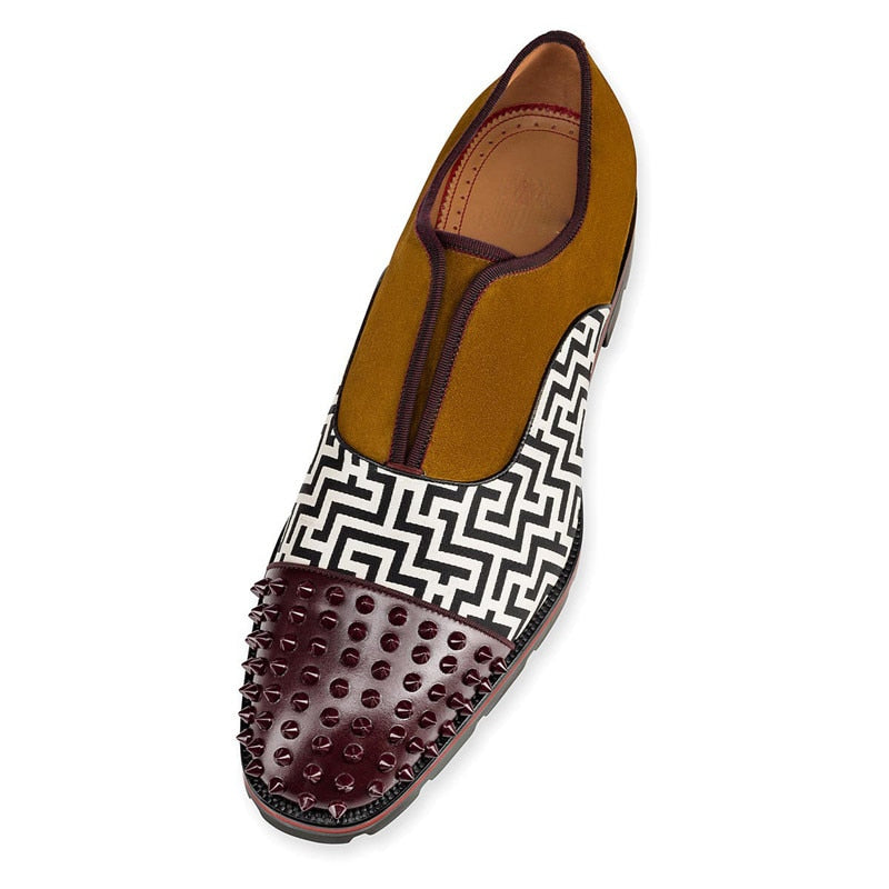 Newest Men Patchwork Rivet Shoes Slip on