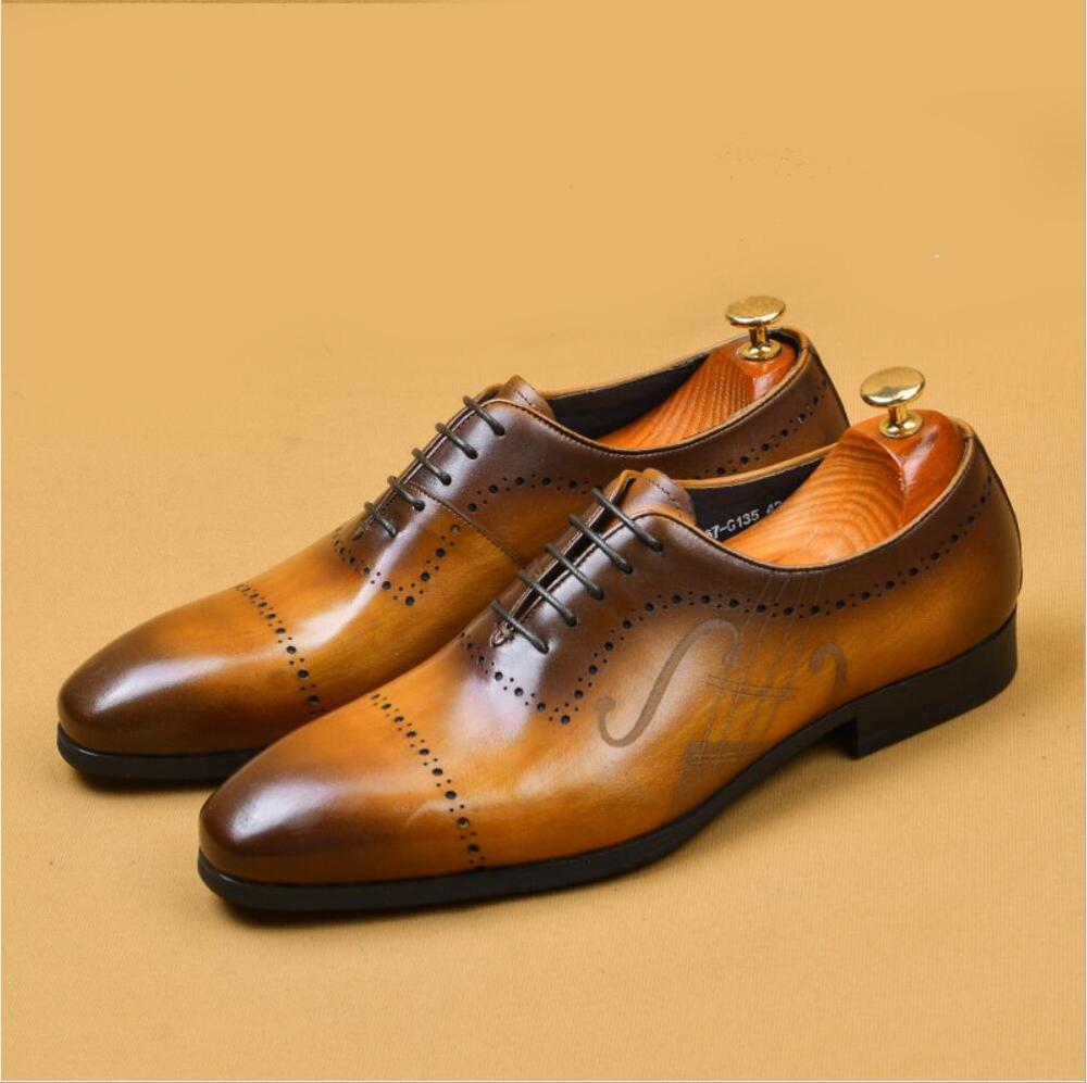 Genuine Leather Painted Gradation Men Oxford Shoes
