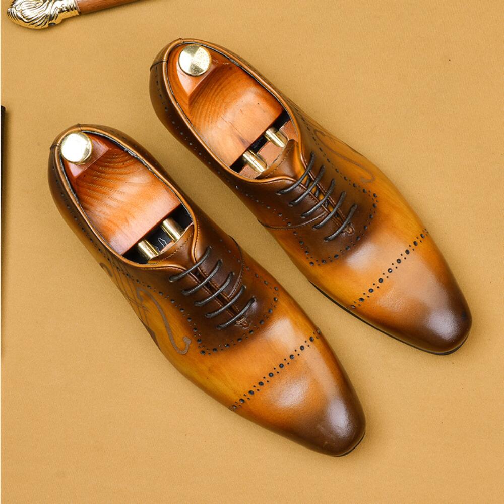 Genuine Leather Painted Gradation Men Oxford Shoes