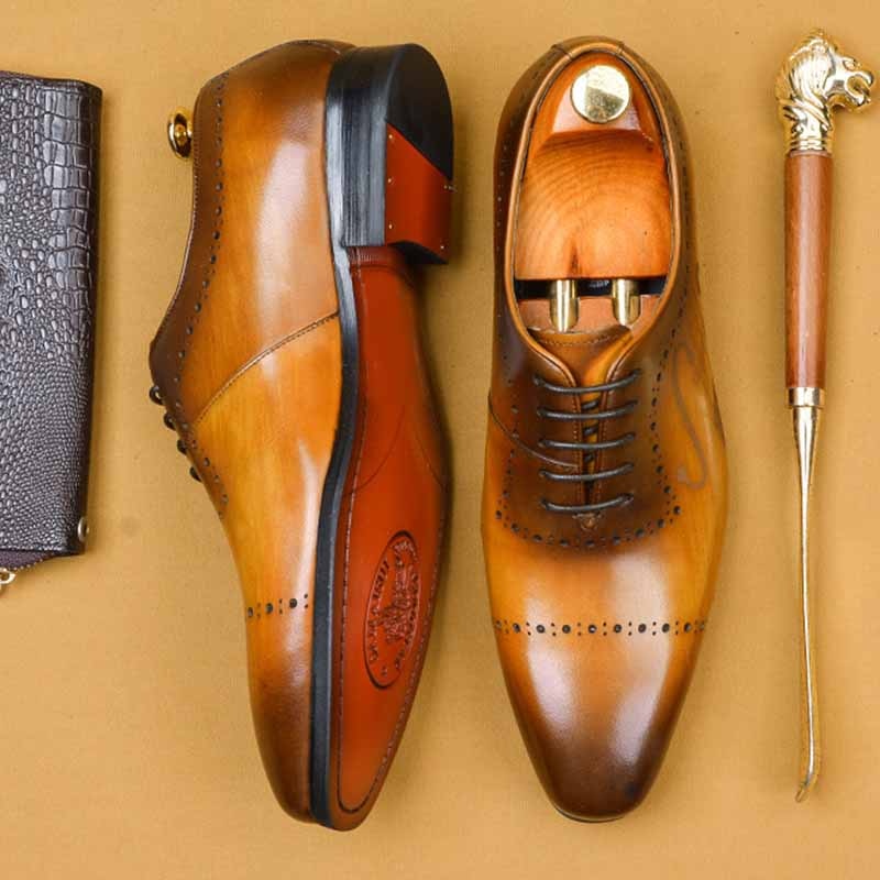 Genuine Leather Painted Gradation Men Oxford Shoes