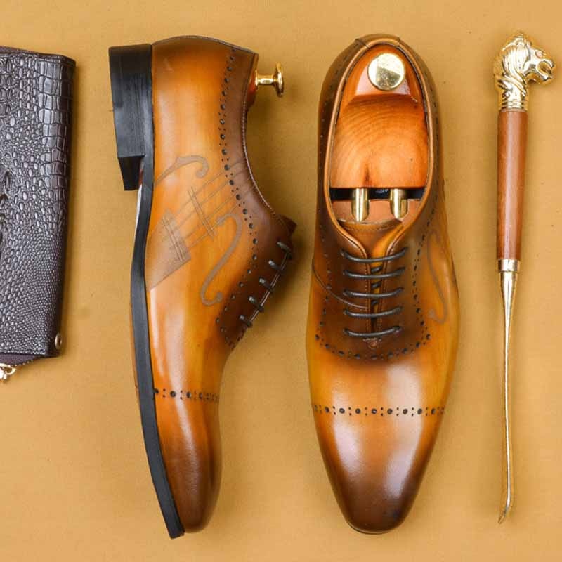 Genuine Leather Painted Gradation Men Oxford Shoes