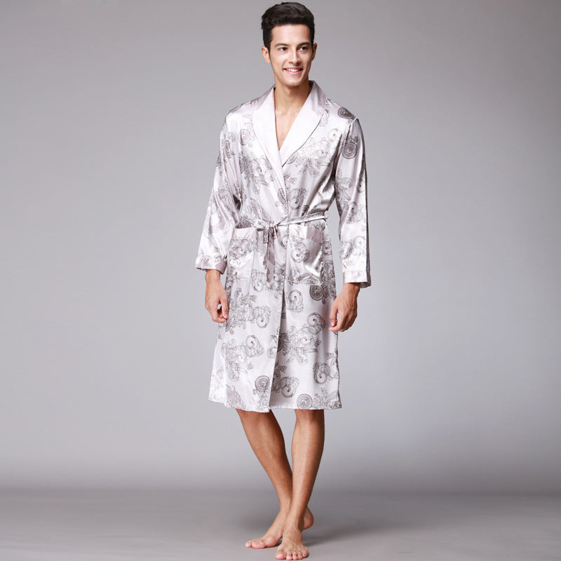 Print Pattern Men Bathrobes Kimono Robes Pajama Sets