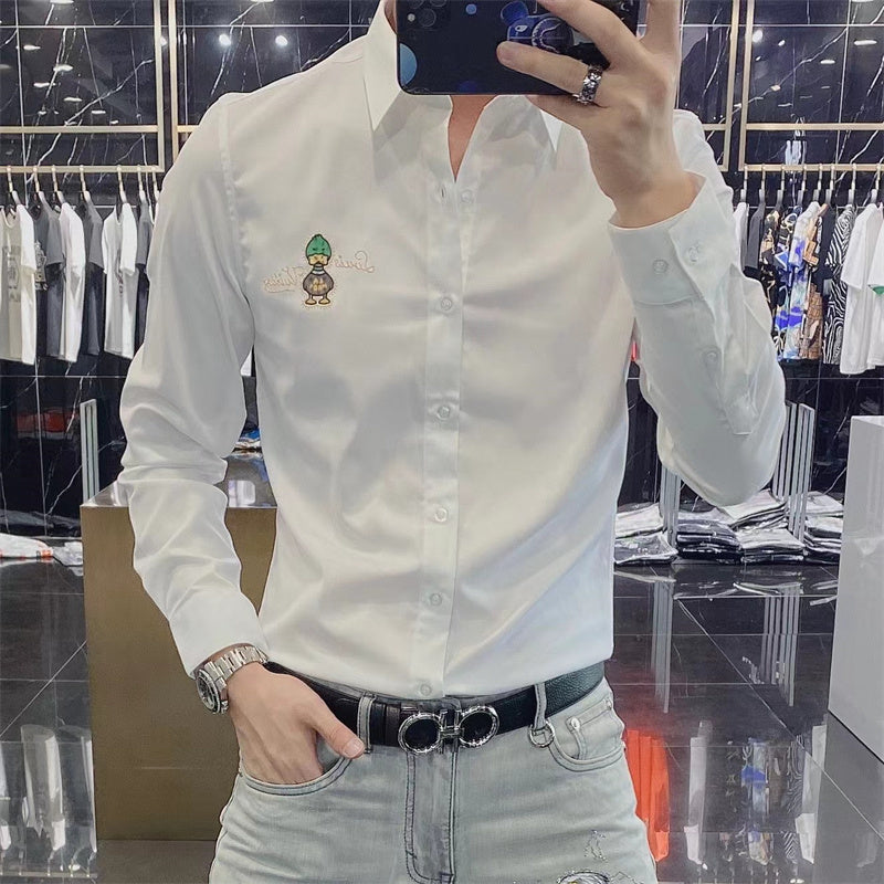 Duck Print Pattern Rhinestone Shirt