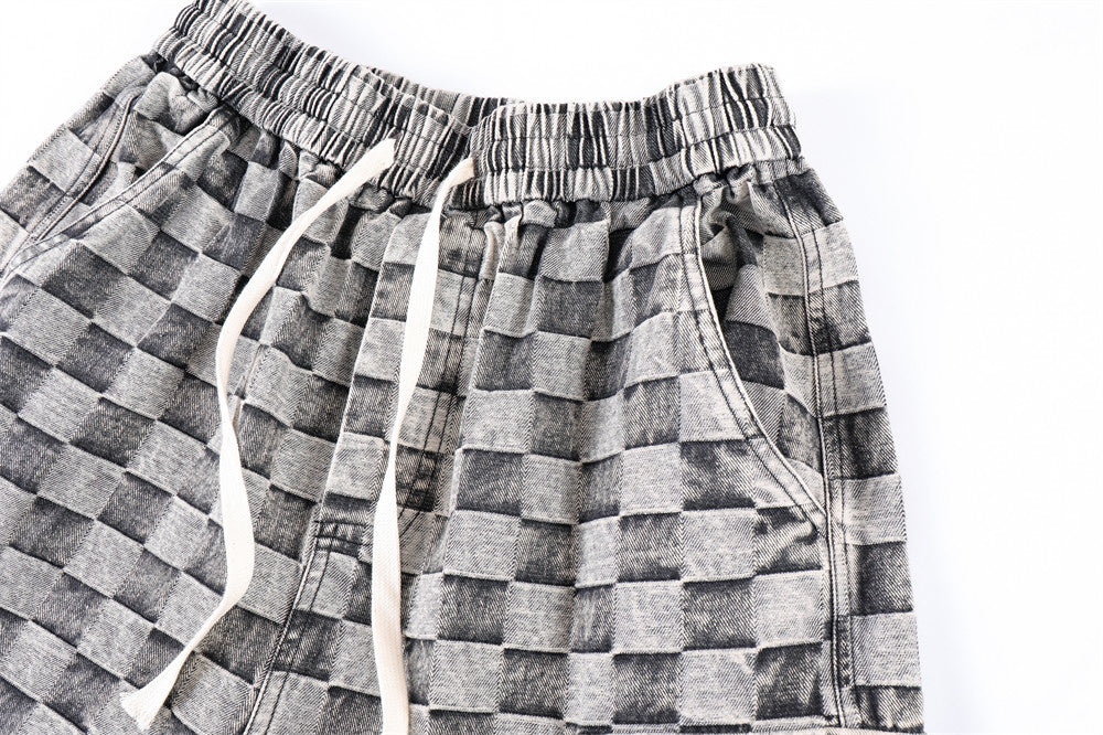 Checkered Hip Hop Polyester Men Short