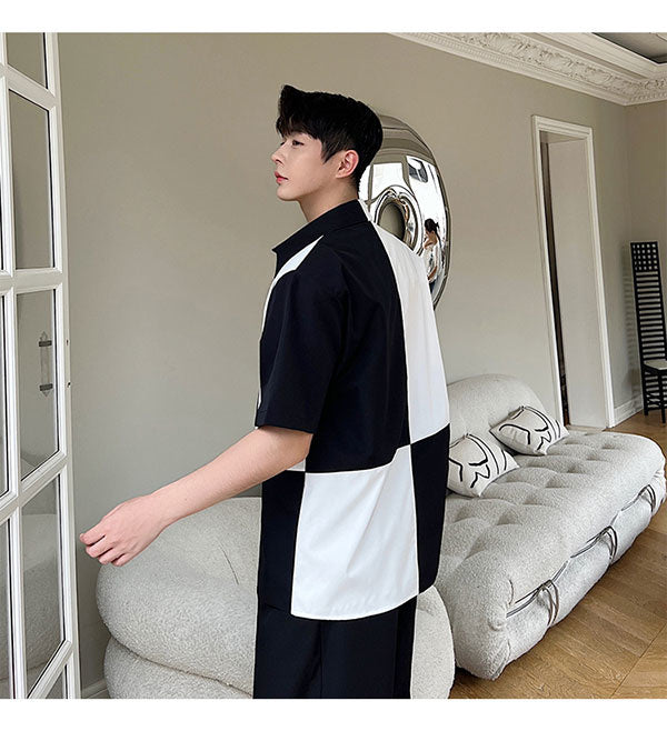 Black & White Patchwork Loose Shirt