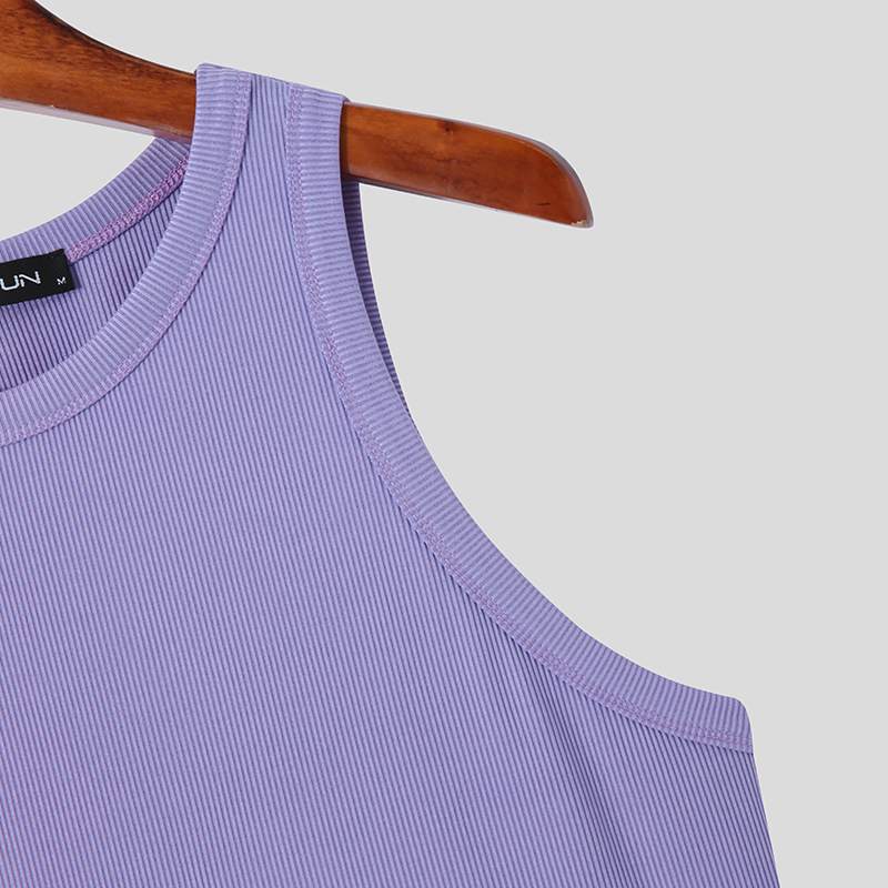 Round Neck Solid Polyester Tank Top