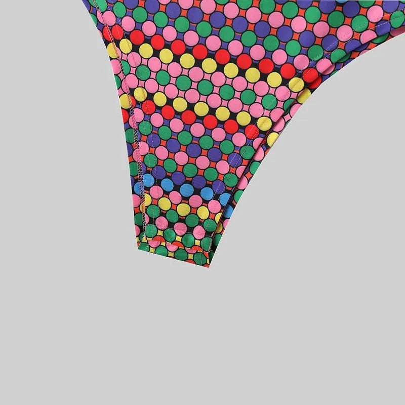 Dots Printing Colorful O-neck Bodysuit