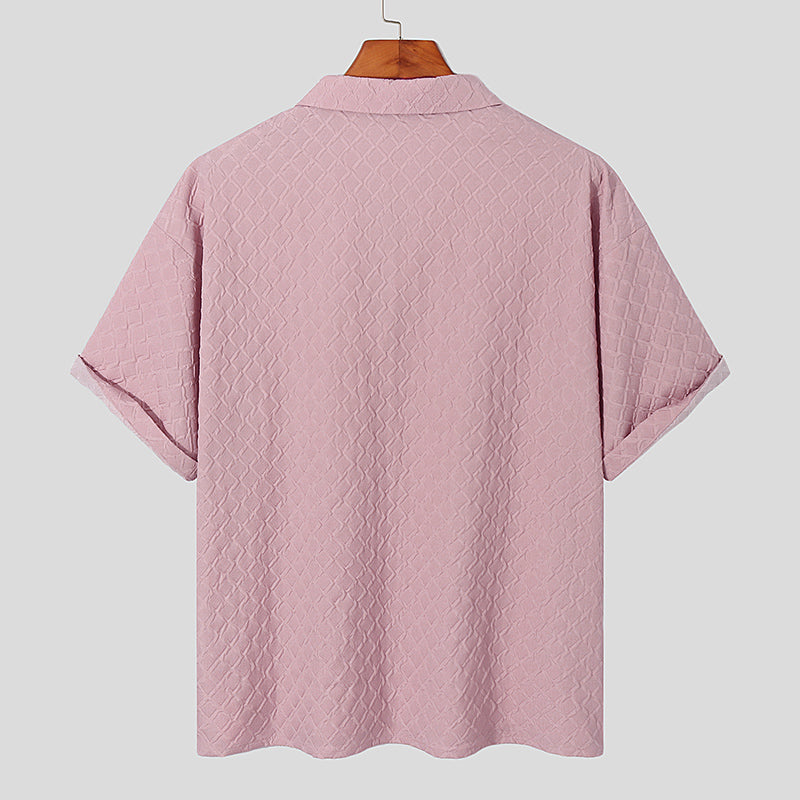 Geometric Twisting Diamond Embossed Polo Shirt