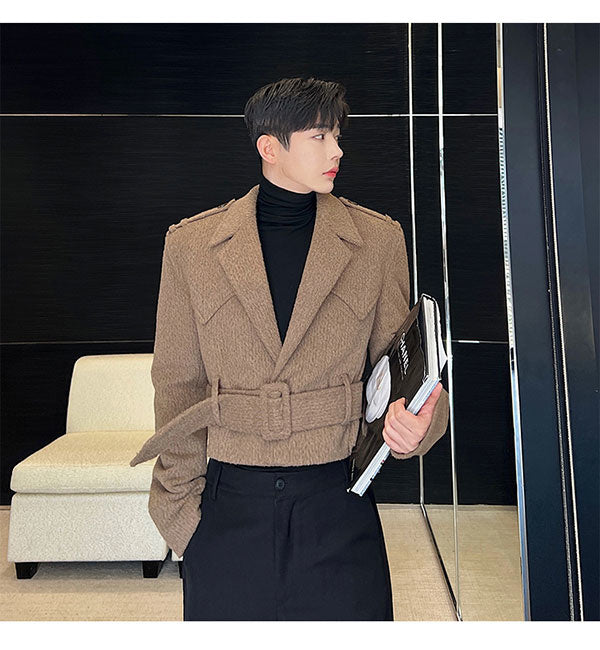 Crop Belt Eccentric Blazer