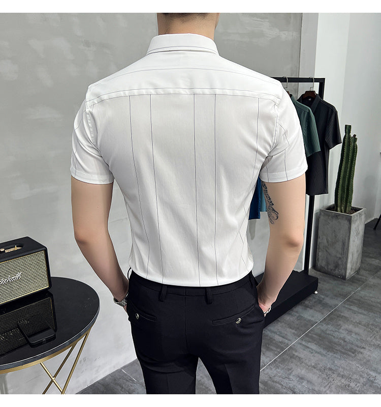 Stripe Polyester Casual Shirt