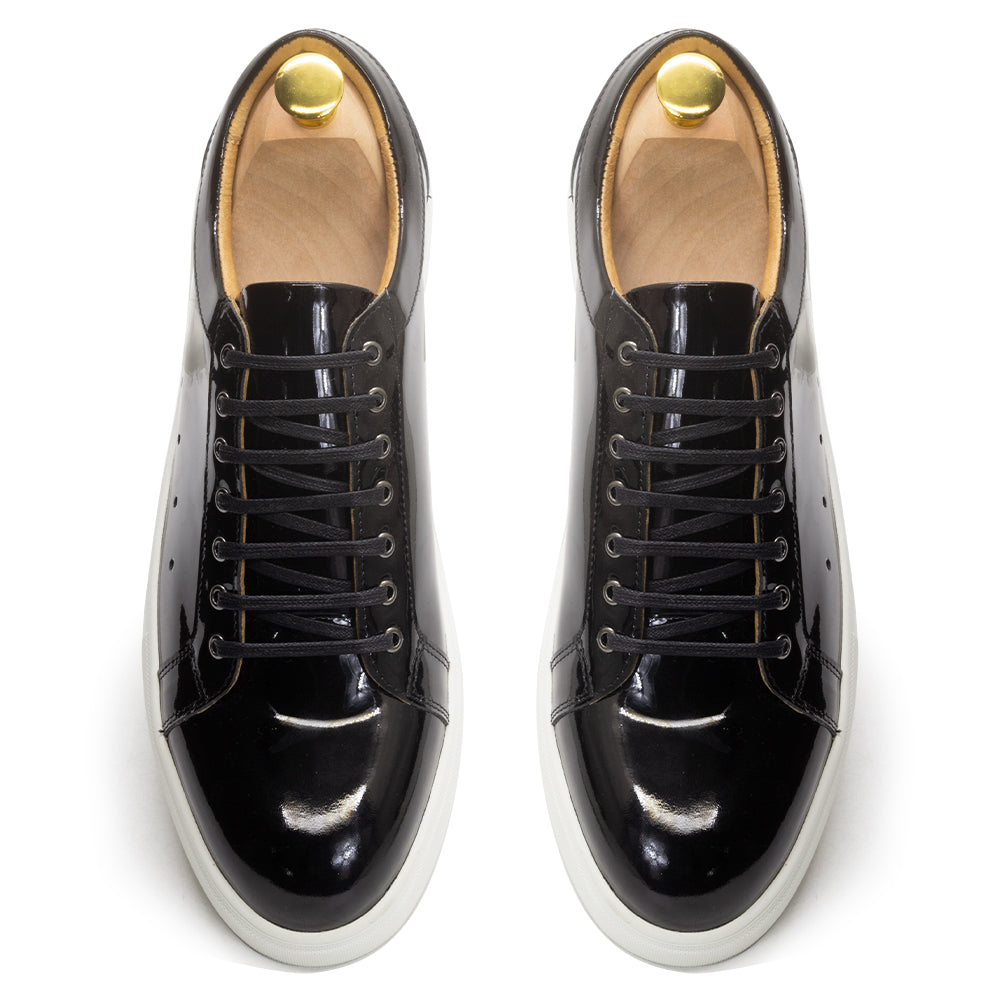 Solid Patent Leather Lace-up Sneakers
