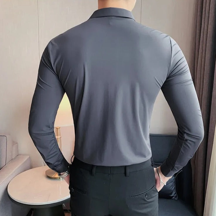 Casual Solid Elastic Seamless Shirt