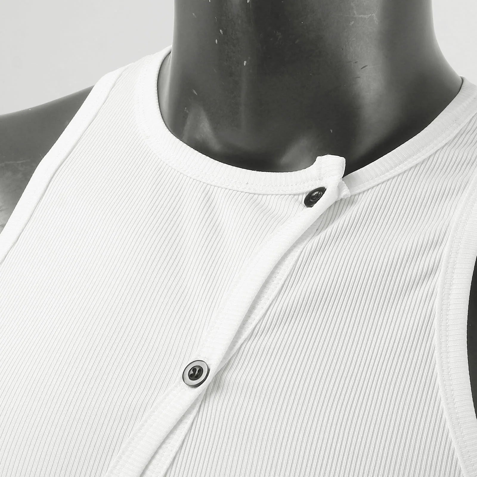 Irregular Button Down Solid Tank Top