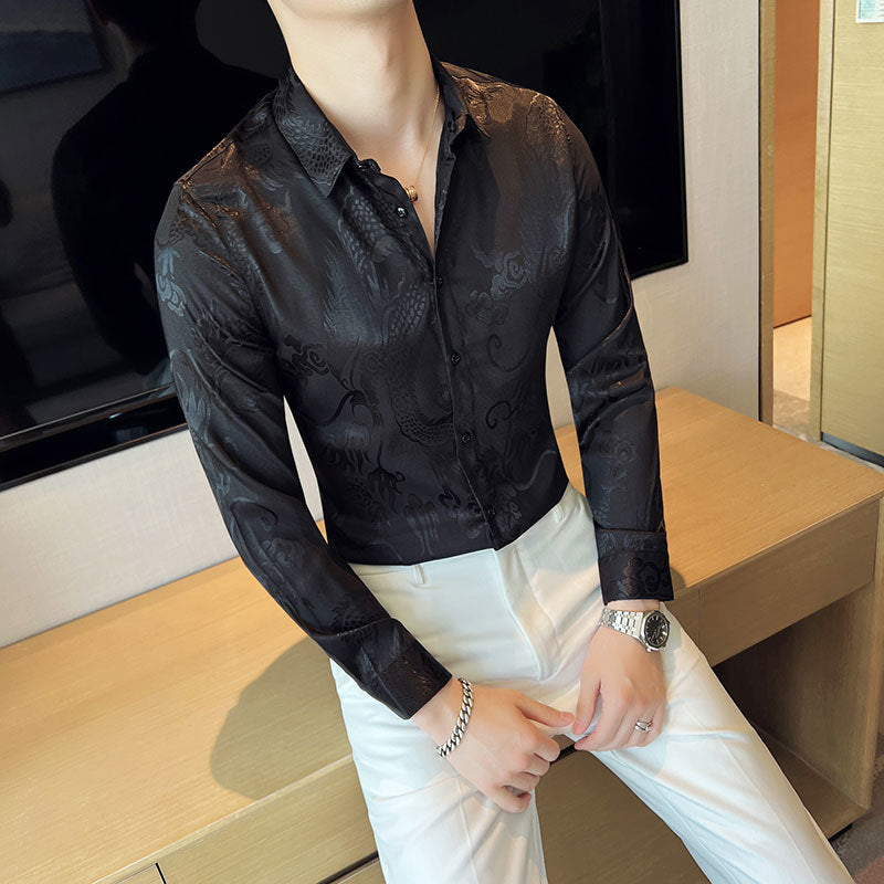 Chinese Dragon Pattern Polyester Shirt