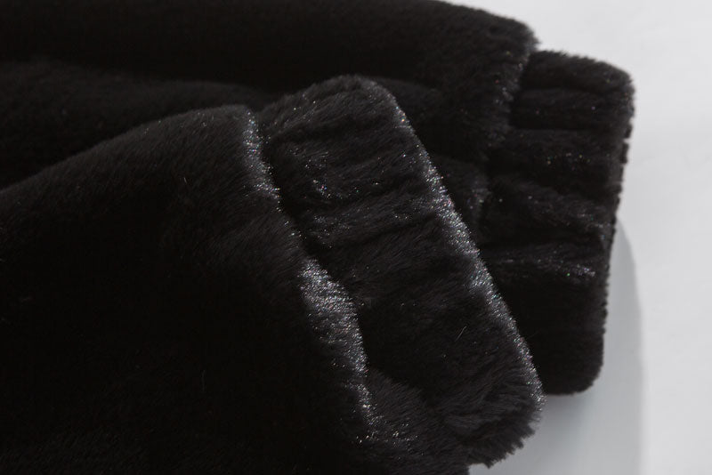 Streetwear Black Fur Embroidery Jacket