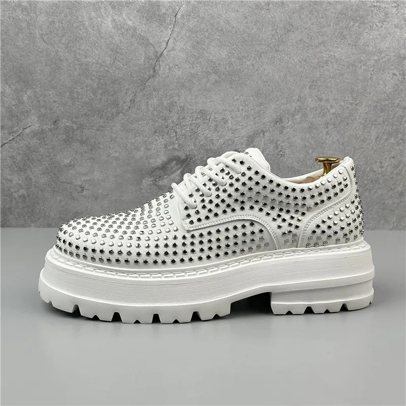 Rivets Decor Platform Lace-Up Sneakers