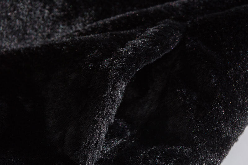 Streetwear Black Fur Embroidery Jacket