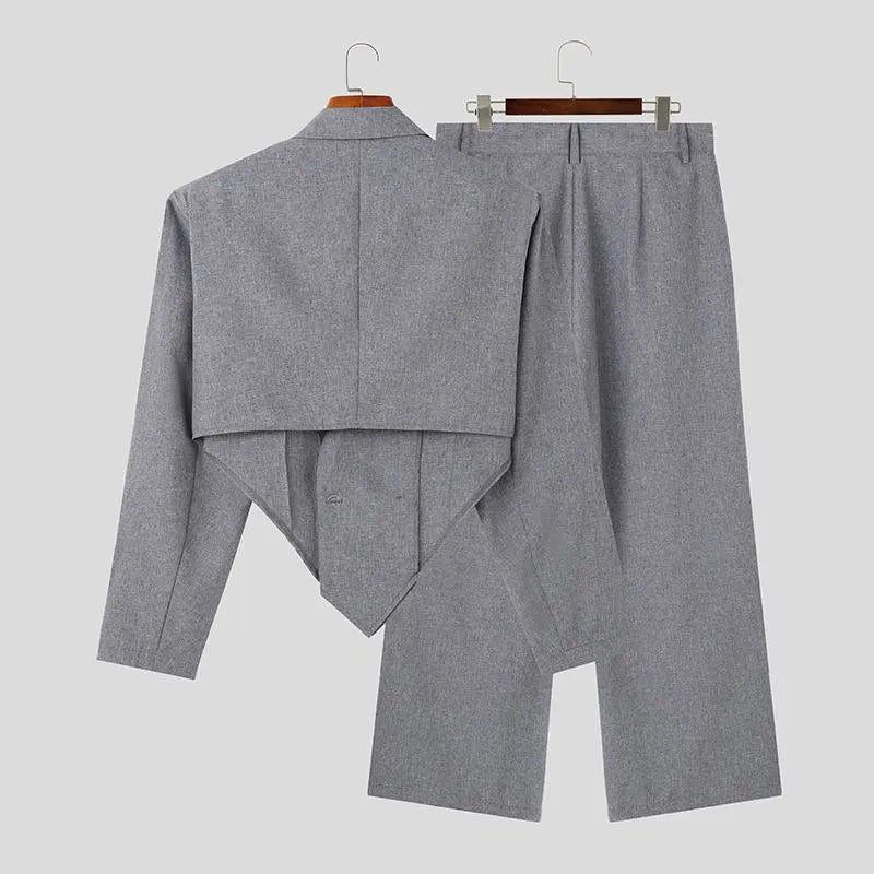 Solid Color Irregular Blazer Suit