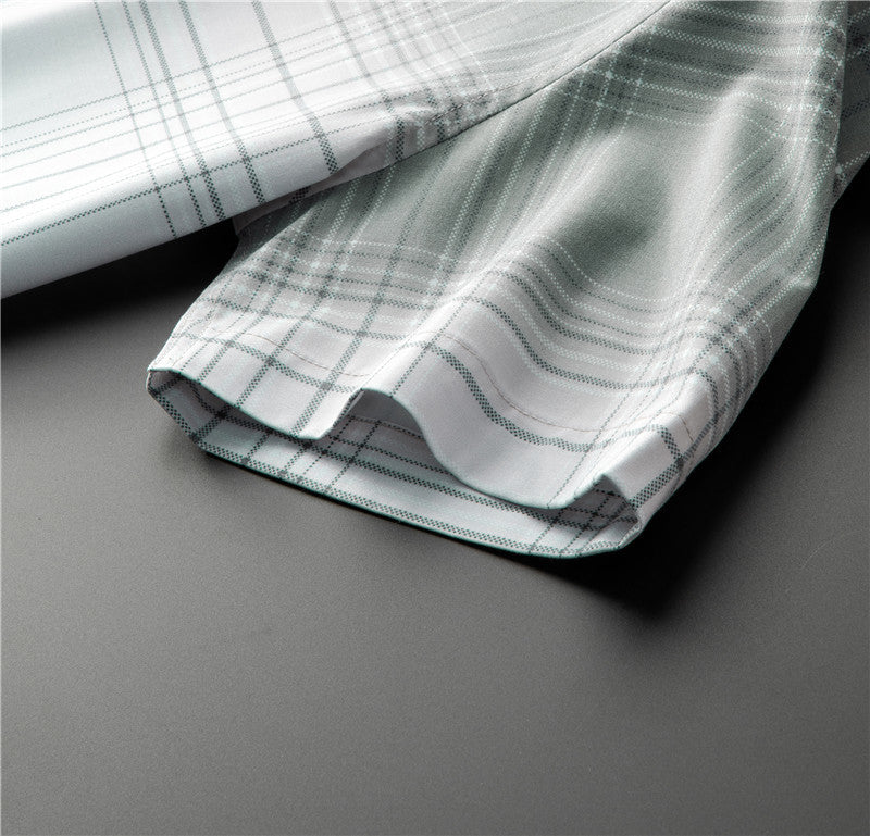 Gradient Plaid Pattern Polyester Shirt