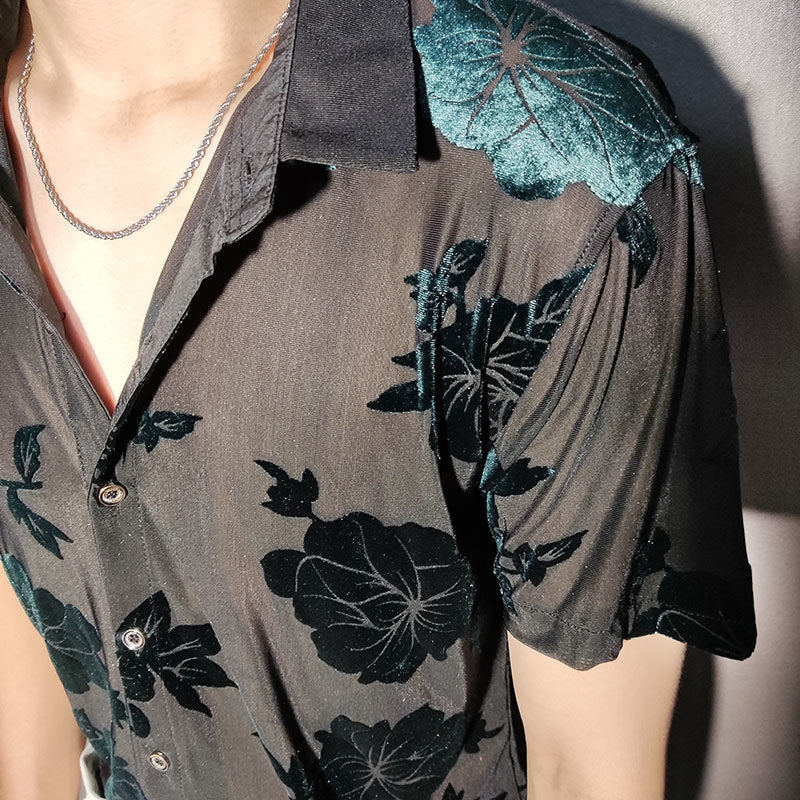 Velvet Flower See-Through Shirt