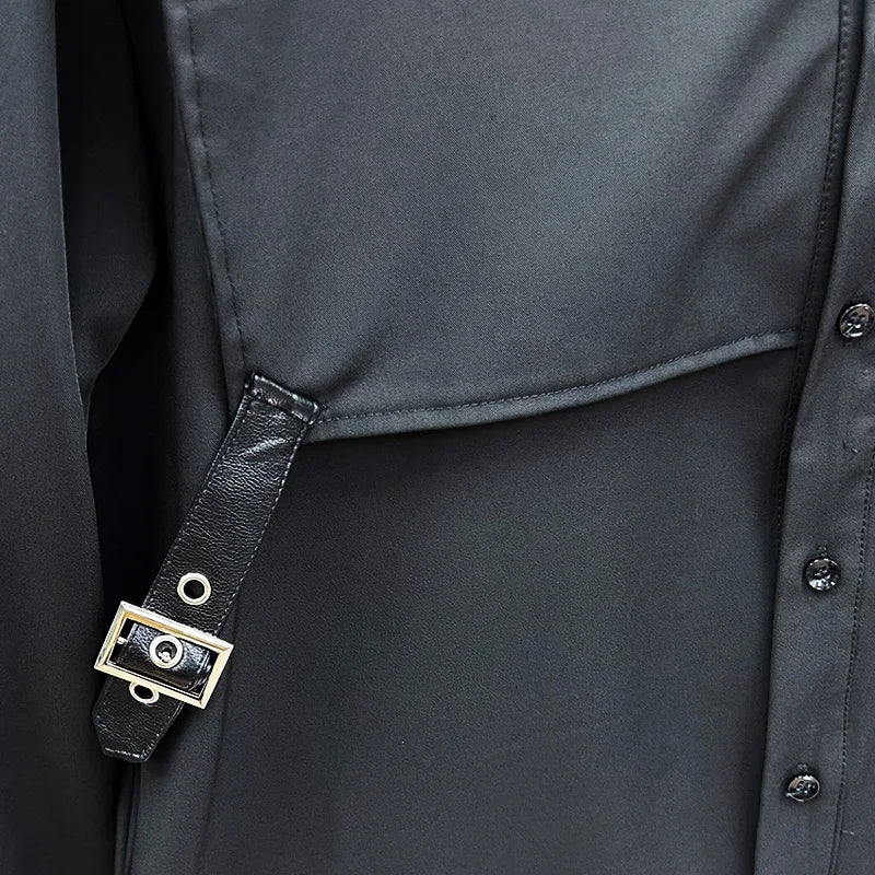 Single Breasted Buckle Solid Shirt