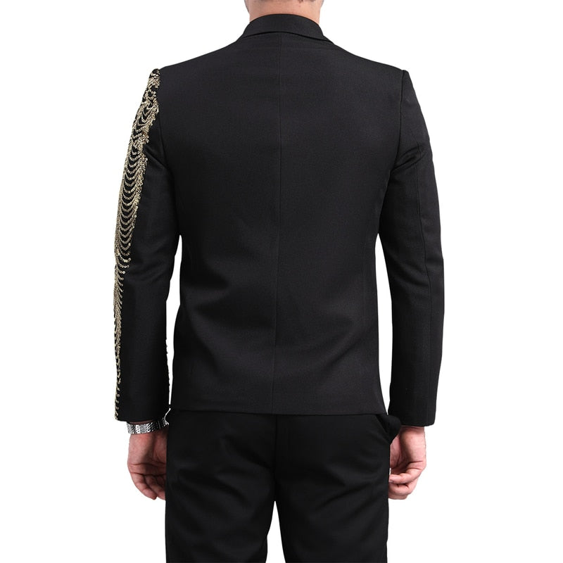 Spliced Color Shawl Lapel Blazer