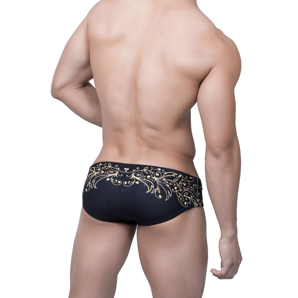 Gold Luxury Printed Black Brief