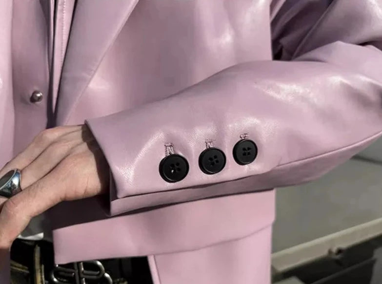 Loose Irregular Black Purple Crop Blazer