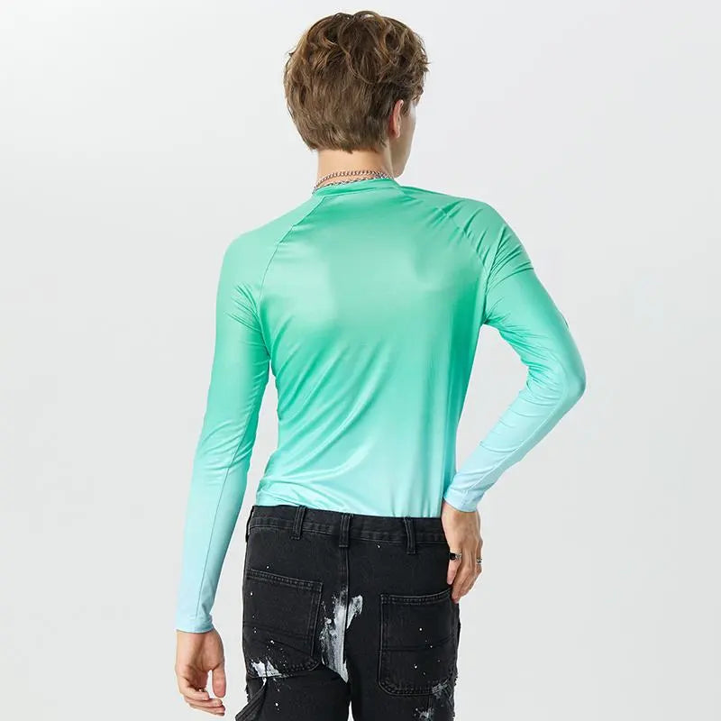 Tie Dye Gradient Color Zipper Bodysuit